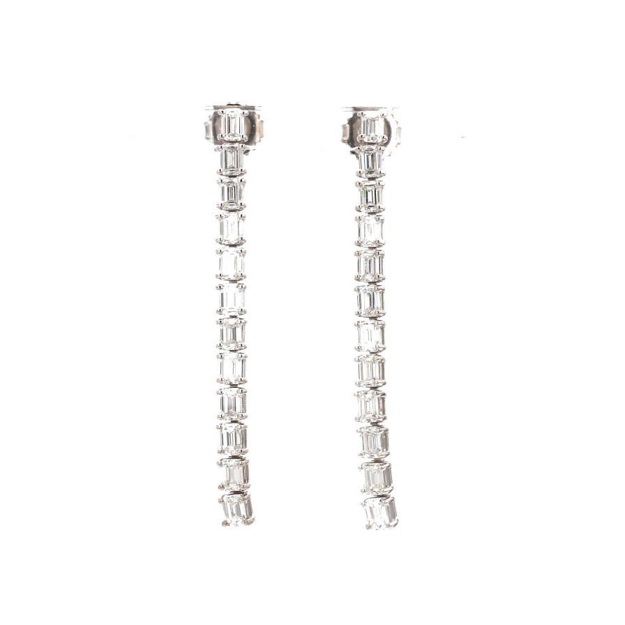 Earrings Bailey's Fine Jewelry | Emerald Cut Diamond Straight Line Dangle Earrings