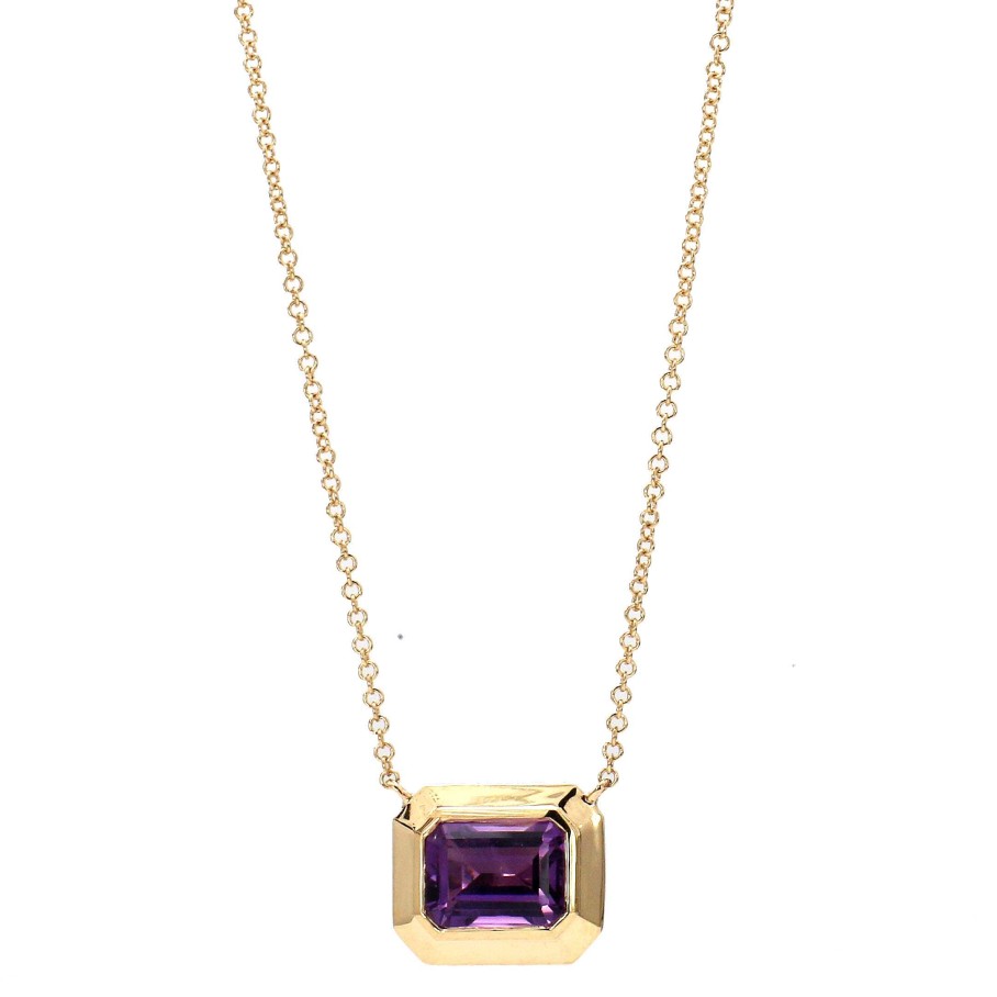 Necklaces & Pendants Bailey's Fine Jewelry | Bezel Set East/West Amethyst Pendant Necklace