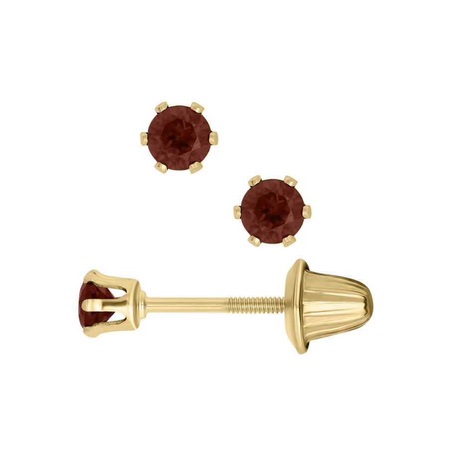 Earrings Bailey's Fine Jewelry | Bailey'S Children'S Collection January Birthstone Garnet Stud Earrings