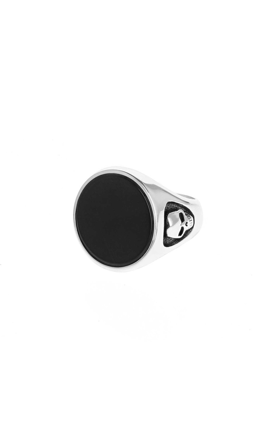 Men'S King Baby | King Baby Onyx Signet Ring With Skull Detail