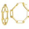 Earrings Bailey's | 14K Yellow Diamond Shape Link Hoop Earrings