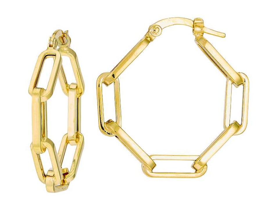 Earrings Bailey's | 14K Yellow Diamond Shape Link Hoop Earrings