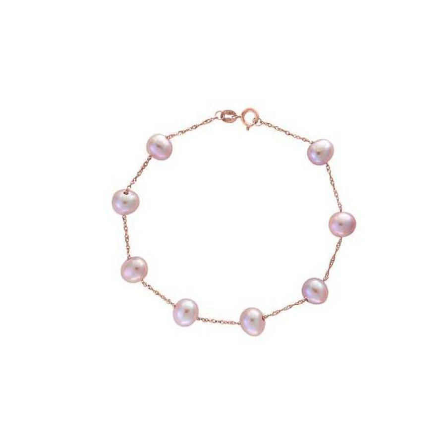 Bracelets & Bangles Bailey's Fine Jewelry | Pink Pearls On Rope Chain Bracelet