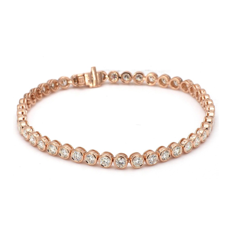 Bracelets & Bangles Bailey's Fine Jewelry | Round Bezel Set Diamond Tennis Bracelet In Rose Gold