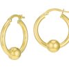 Earrings Bailey's | 14K Yellow Gold Ball Detail Hoop Leverback Earrings