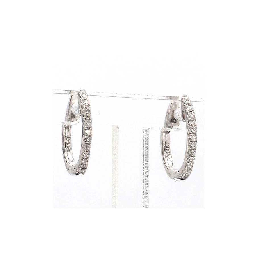 Earrings Bailey's Fine Jewelry | 0.12Ct Diamond Huggie Hoop Earrings