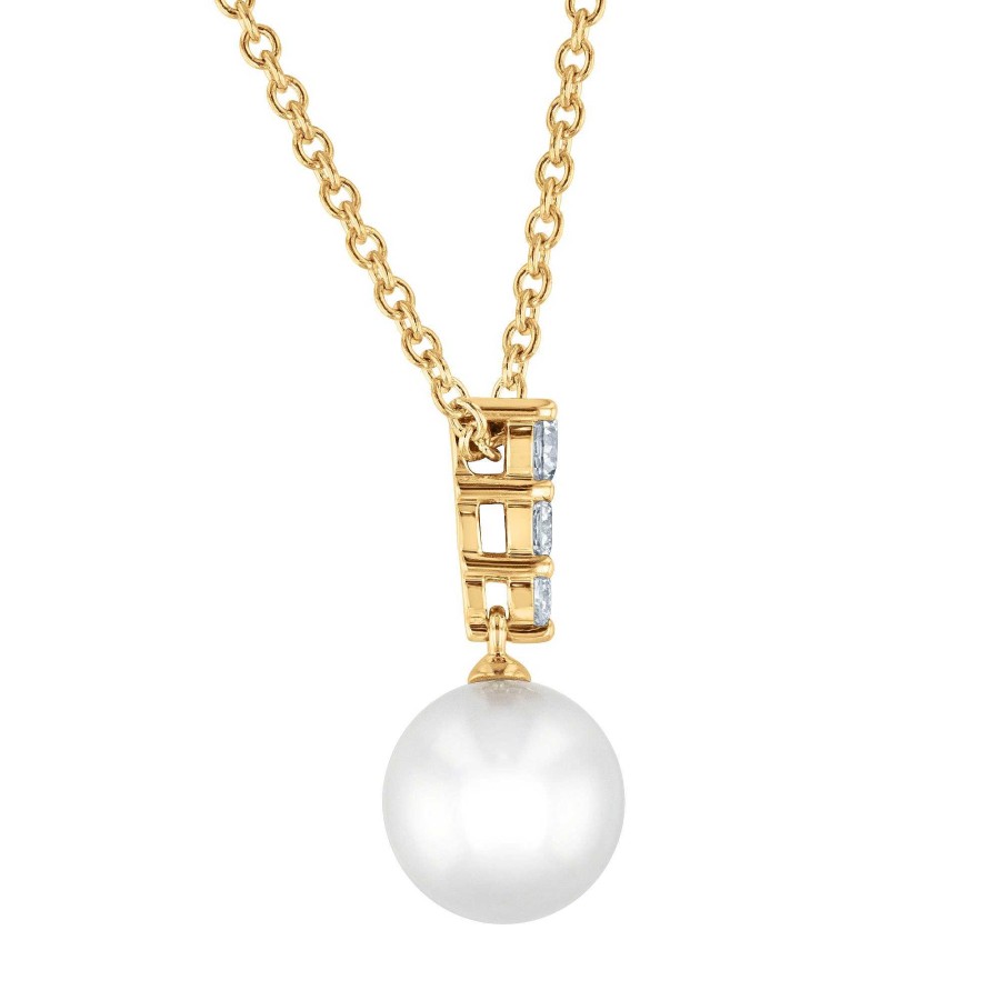 Necklaces & Pendants Mikimoto | Mikimoto Akoya Cultured Pearl And Diamond Drop Pendant