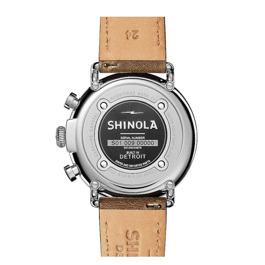 Watches Shinola | Shinola The Runwell Chrono With Slate Blue Dial And Tan Leather Strap