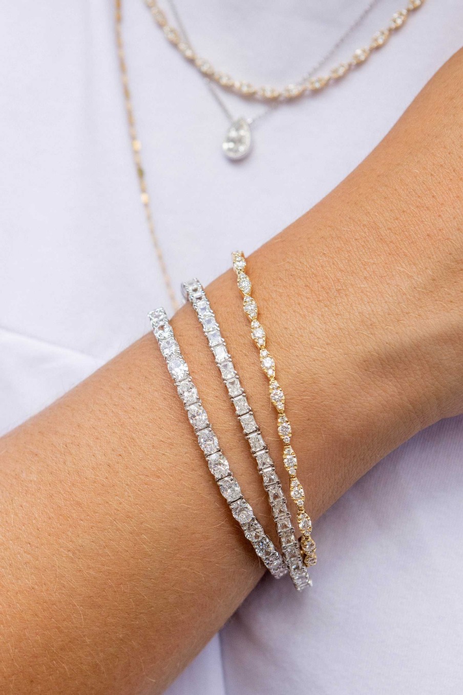 Bracelets & Bangles Bailey's Fine Jewelry | 7 Diamond Radiant Cut Tennis Bracelet