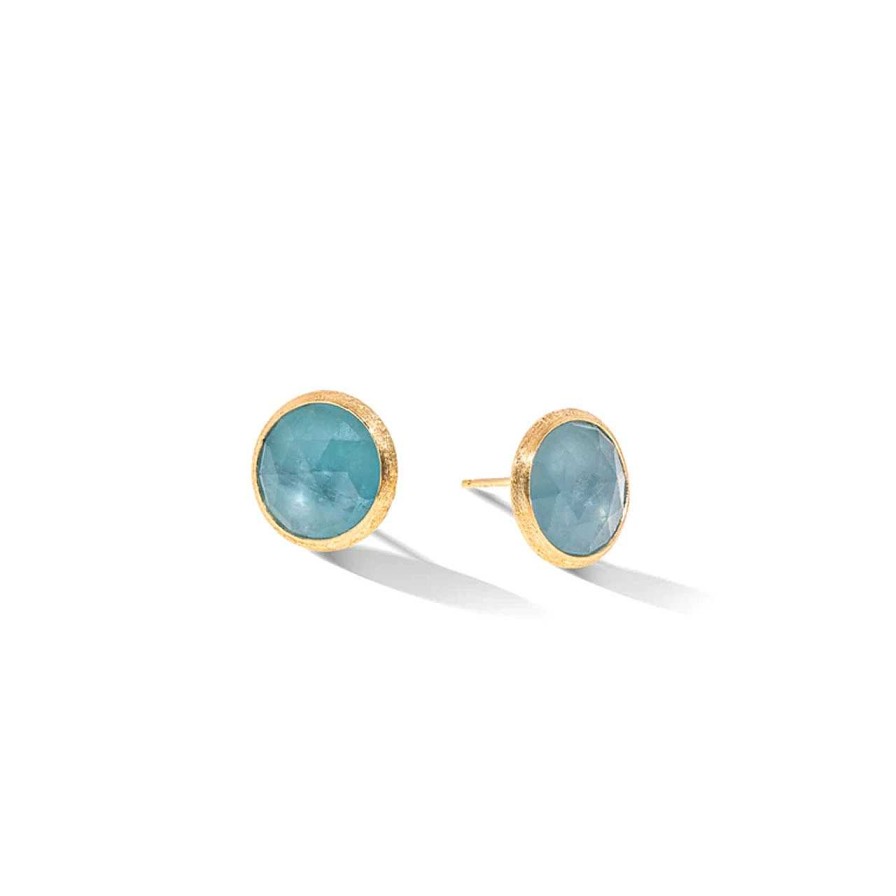 Earrings Marco Bicego | Marco Bicego Jaipur Color Collection Gold And Aquamarine Large Stud Earrings