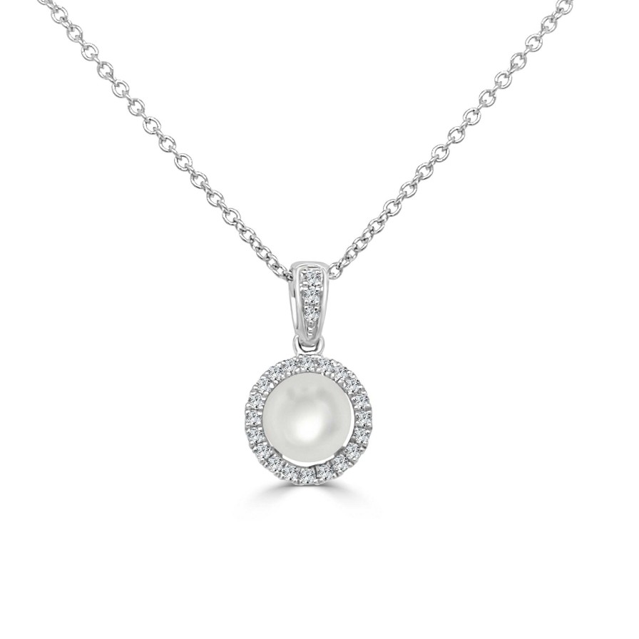 Necklaces & Pendants Bailey's | June Birthstone Diamond Halo Gold Pendant Necklace