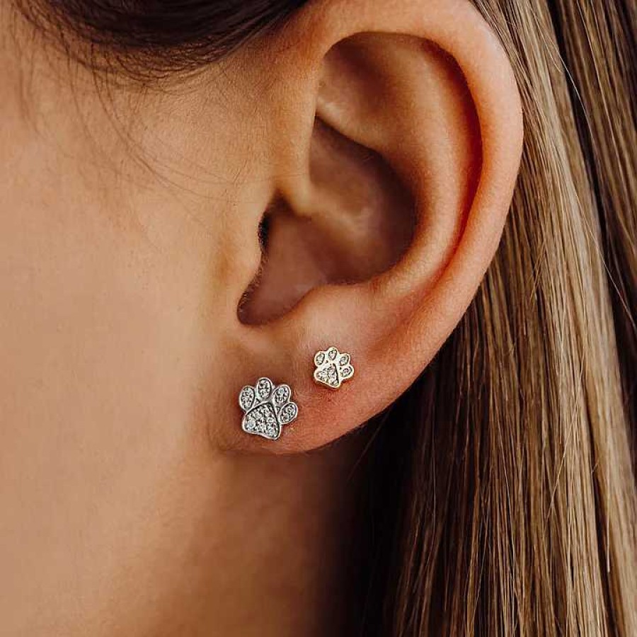 Earrings Sydney Evan | Sydney Evan Paw Print Pave Studs