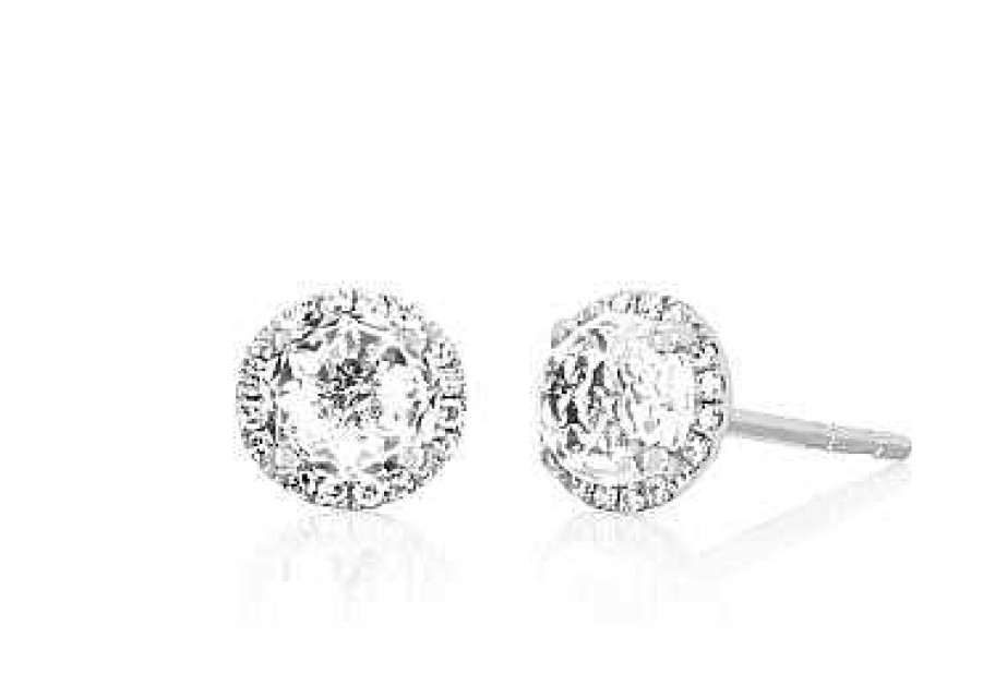 Earrings Bailey's | April Birthstone Diamond Halo Gold Stud Earrings