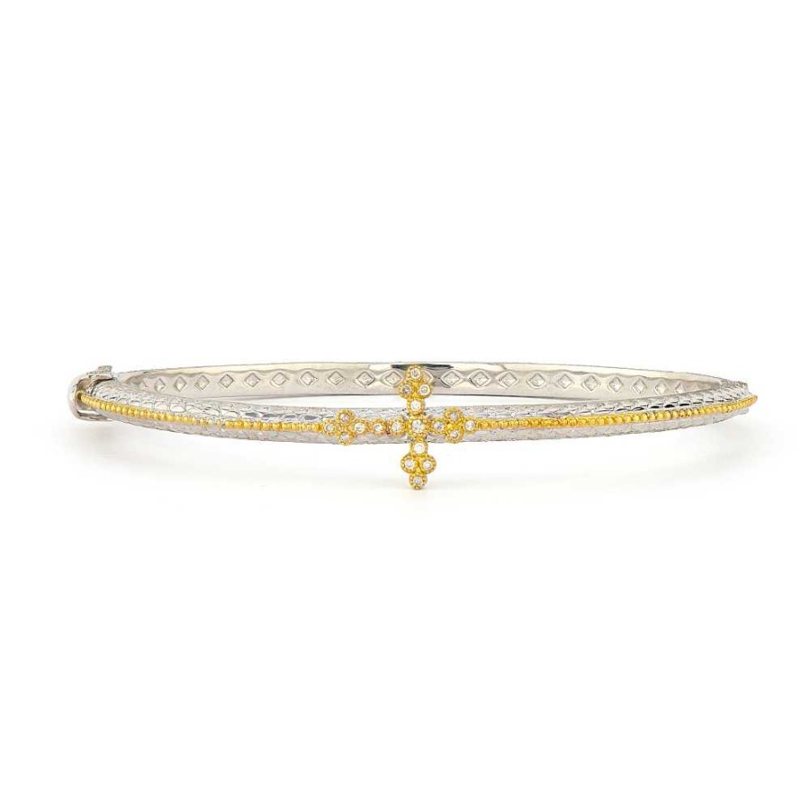 Bracelets & Bangles Jude Frances | Jude Frances Diamond Center Cross Bracelet