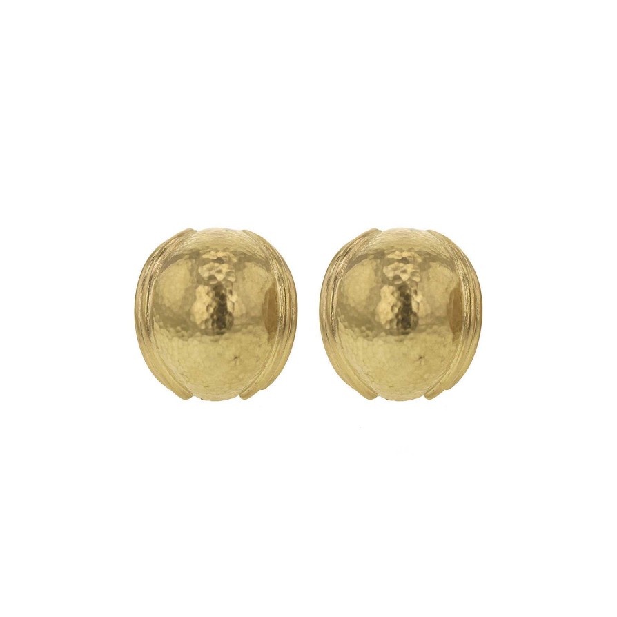 Earrings Elizabeth Locke | Elizabeth Locke Gold Puff Oval Earrings