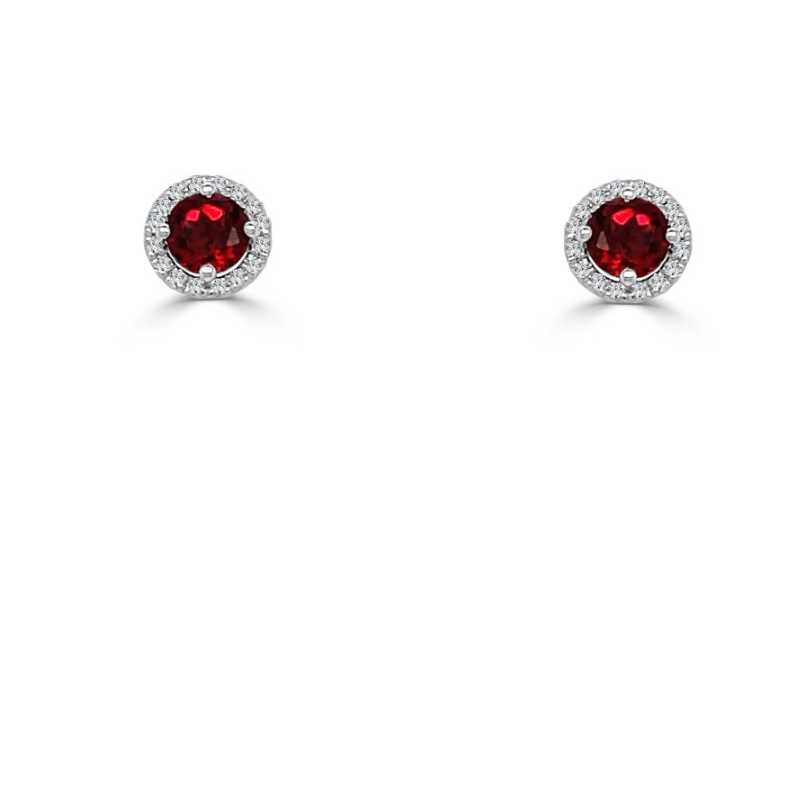 Earrings Bailey's | January Birthstone Diamond Halo Gold Stud Earrings