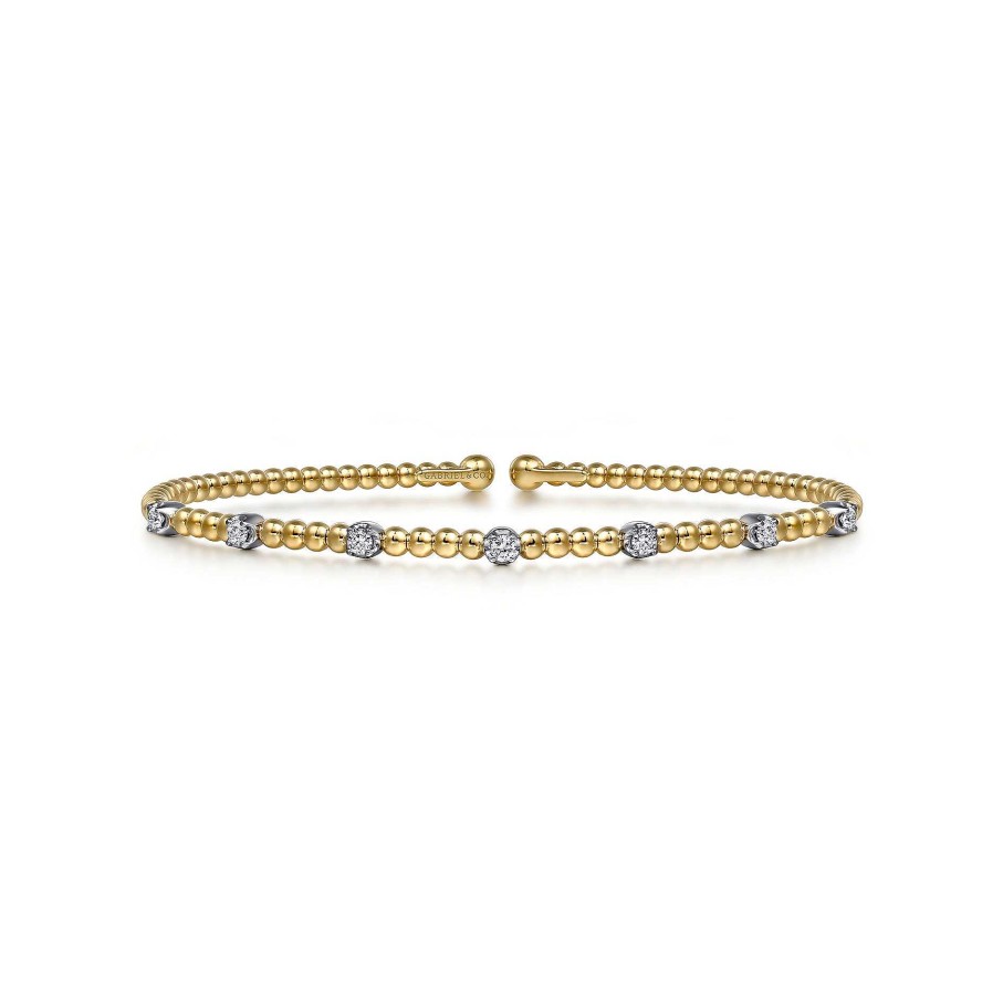 Bracelets & Bangles Gabriel & Co | Gabriel 14K White-Yellow Gold Bujukan Diamond Stations Bangle