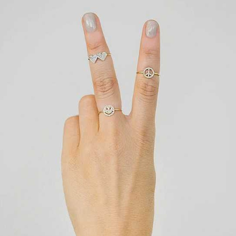 Fashion Rings Sydney Evan | Sydney Evan Pave Happy Face Ring