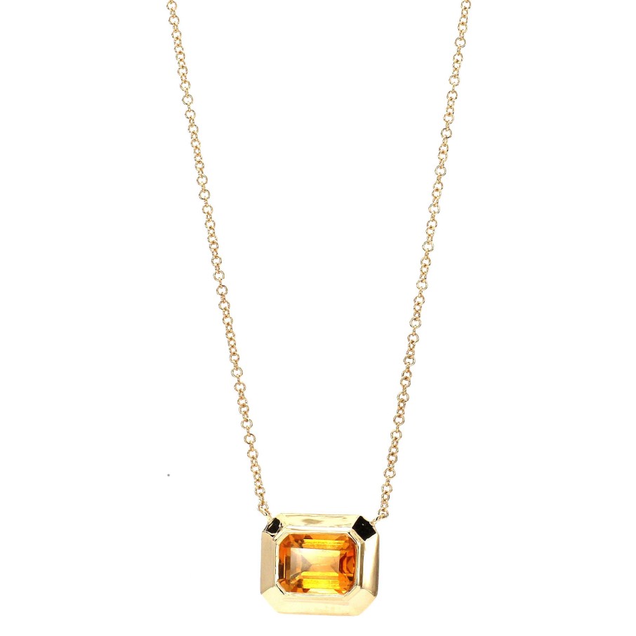 Necklaces & Pendants Bailey's Fine Jewelry | Bezel Set East/West Citrine Gemstone Necklace