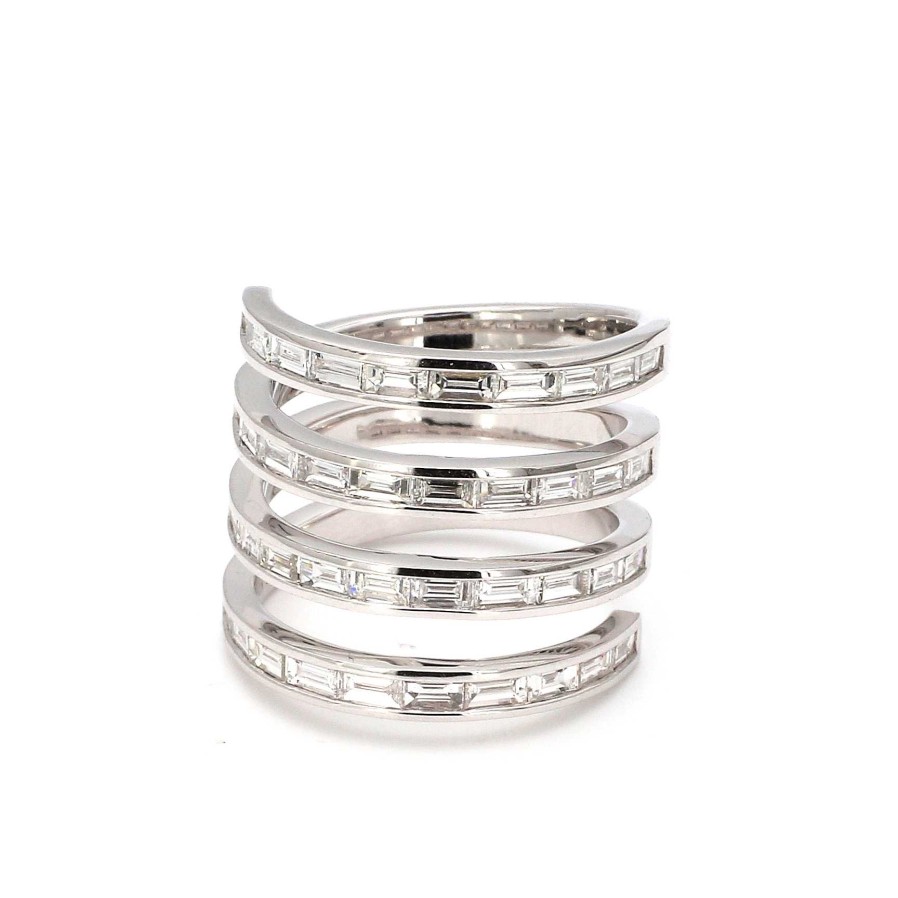 Fashion Rings Bailey's Fine Jewelry | Four Row Open Wrap Baguette Cut Diamond Ring