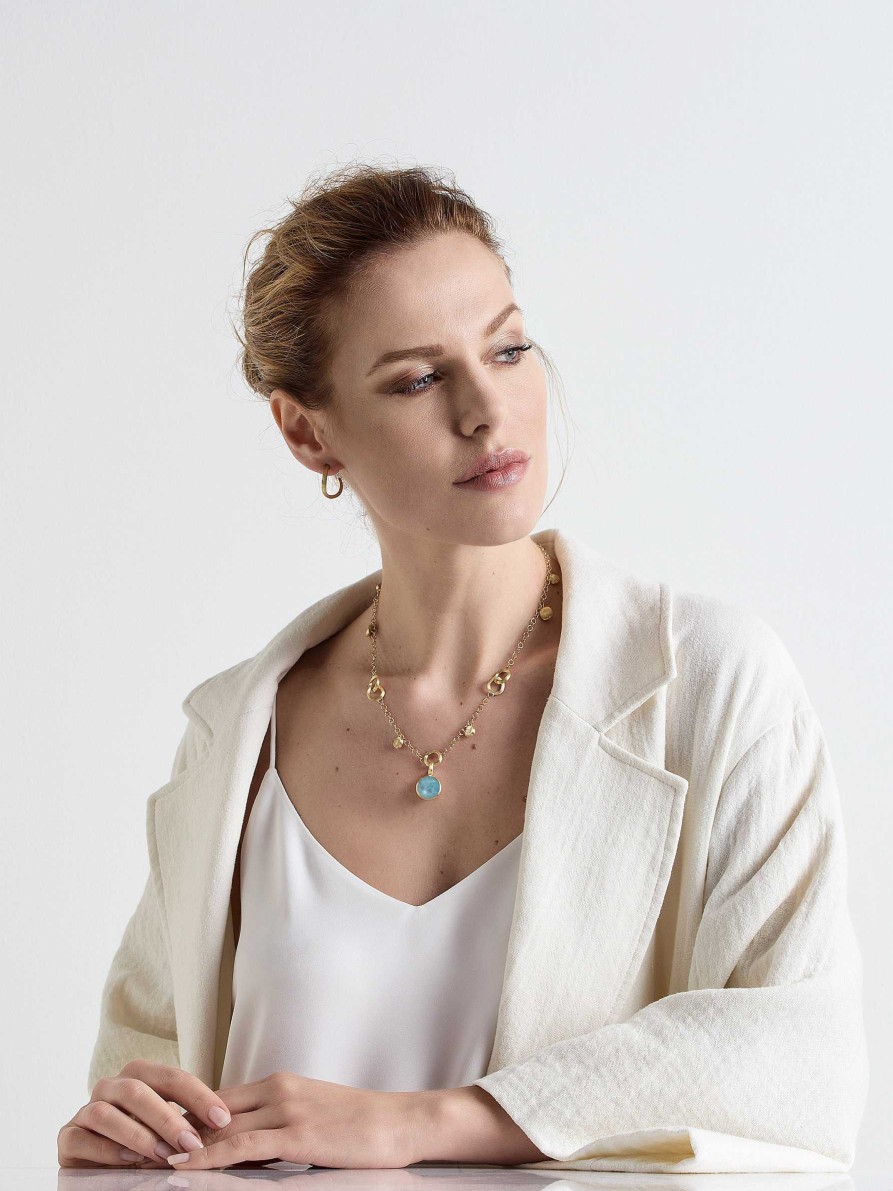 Necklaces & Pendants Marco Bicego | Marco Bicego Jaipur Collection Small Stackable Pendant In Aquamarine