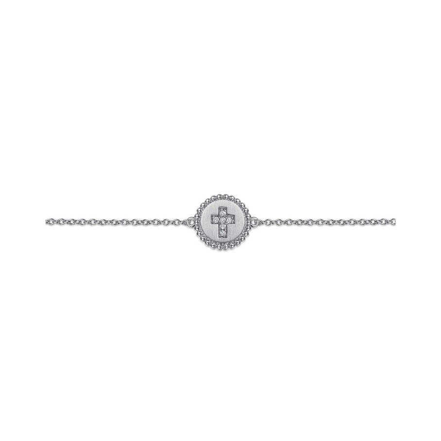 Bracelets & Bangles Gabriel & Co | Gabriel 925 Sterling Silver Diamond Bujukan Cross Bracelet