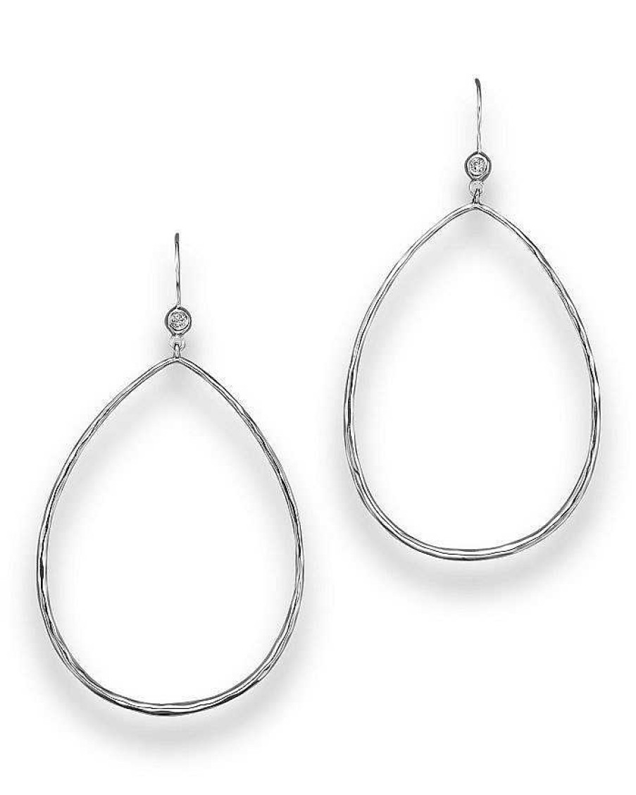 Earrings Ippolita | Ippolita Sterling Silver Open Teardrop Earrings With Diamonds