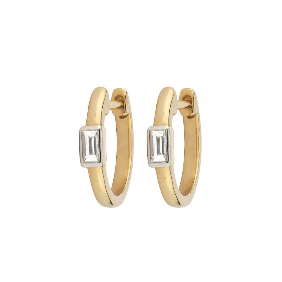 Earrings Bailey's Fine Jewelry | Three Stories Small Baguette Huggie Hoop Earring