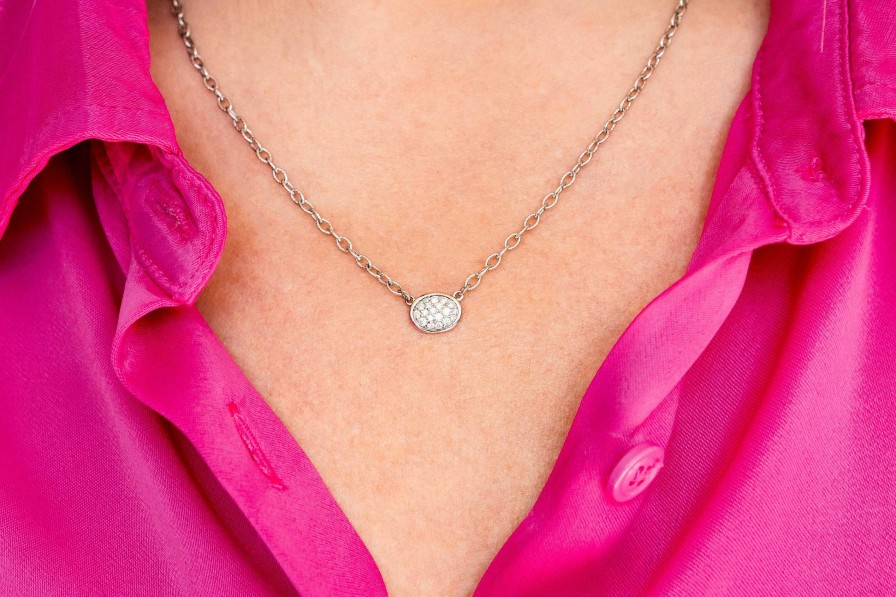 Necklaces & Pendants Bailey's | Pave Oval Disc Necklace