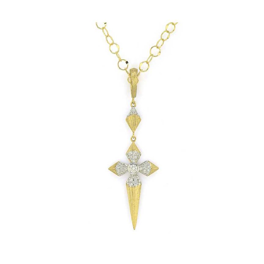 Necklaces & Pendants Jude Frances | Jude Frances Lisse Pave Pyramid Cross Pendant