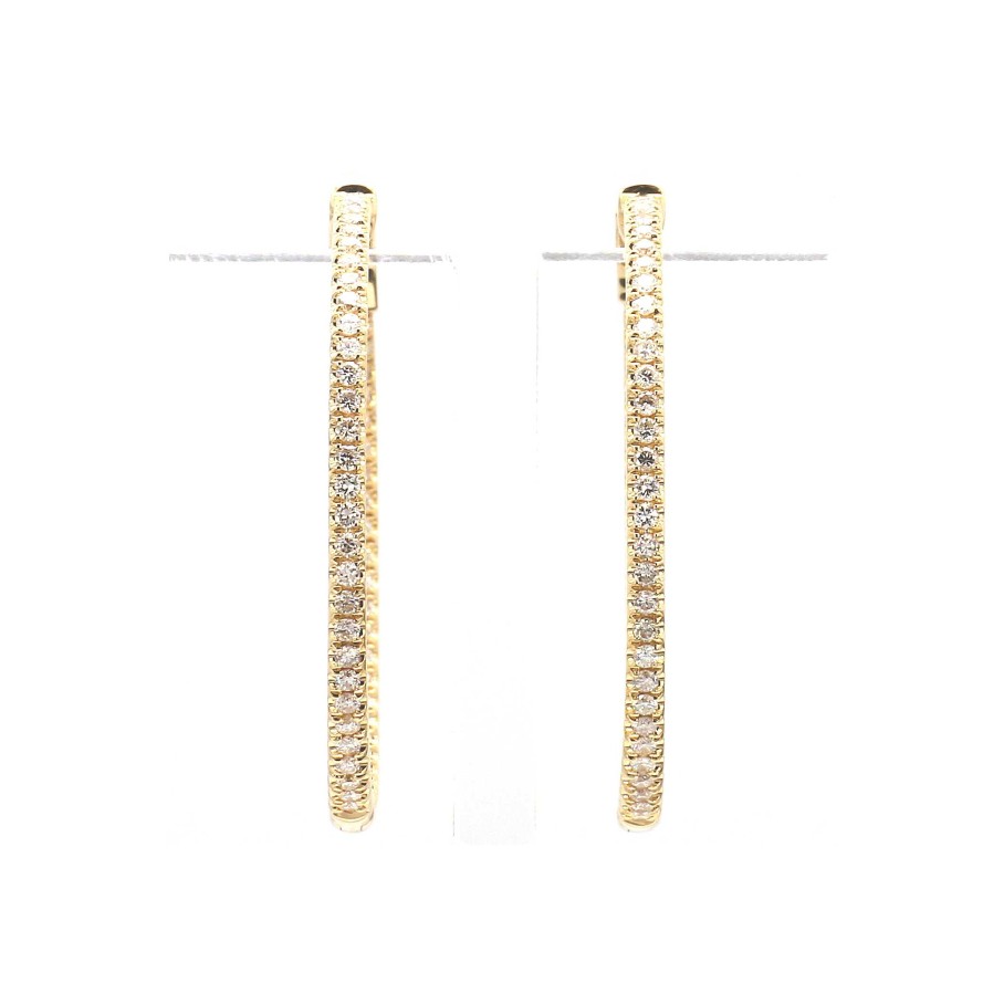 Earrings Bailey's Fine Jewelry | 1.19Ct Diamond Inside Outside Hoop Earrings