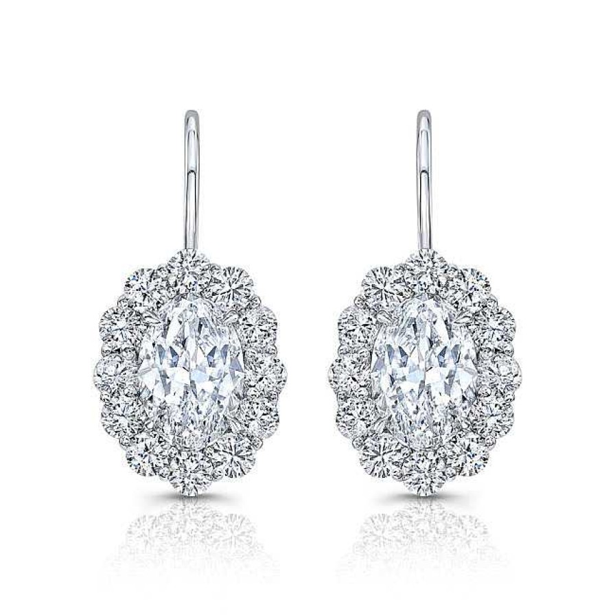 Earrings Bailey's | Oval Diamond Halo Drop Earrings