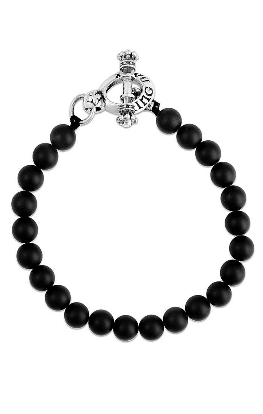 Men'S King Baby | King Baby Onyx Bead Bracelet With Silver Clasp