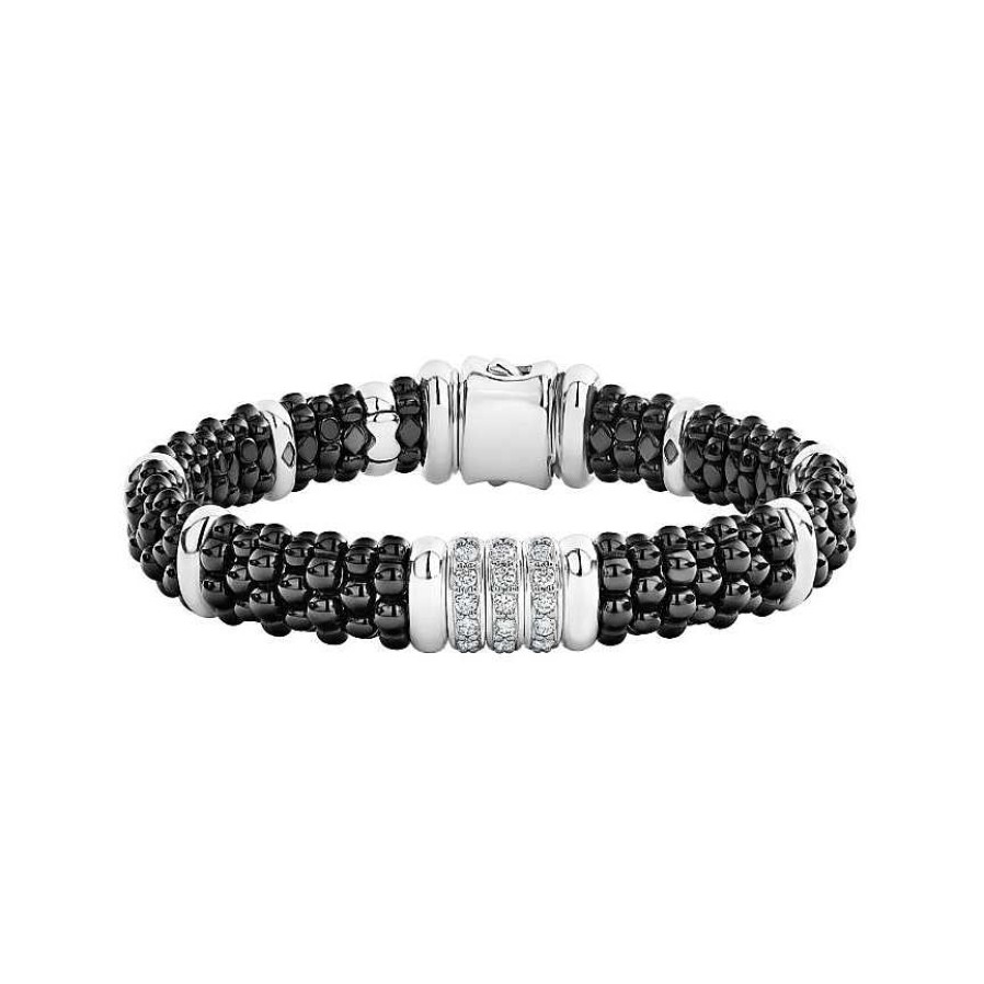 Bracelets & Bangles Lagos | Lagos Black Caviar Diamond Bracelet, Size Medium