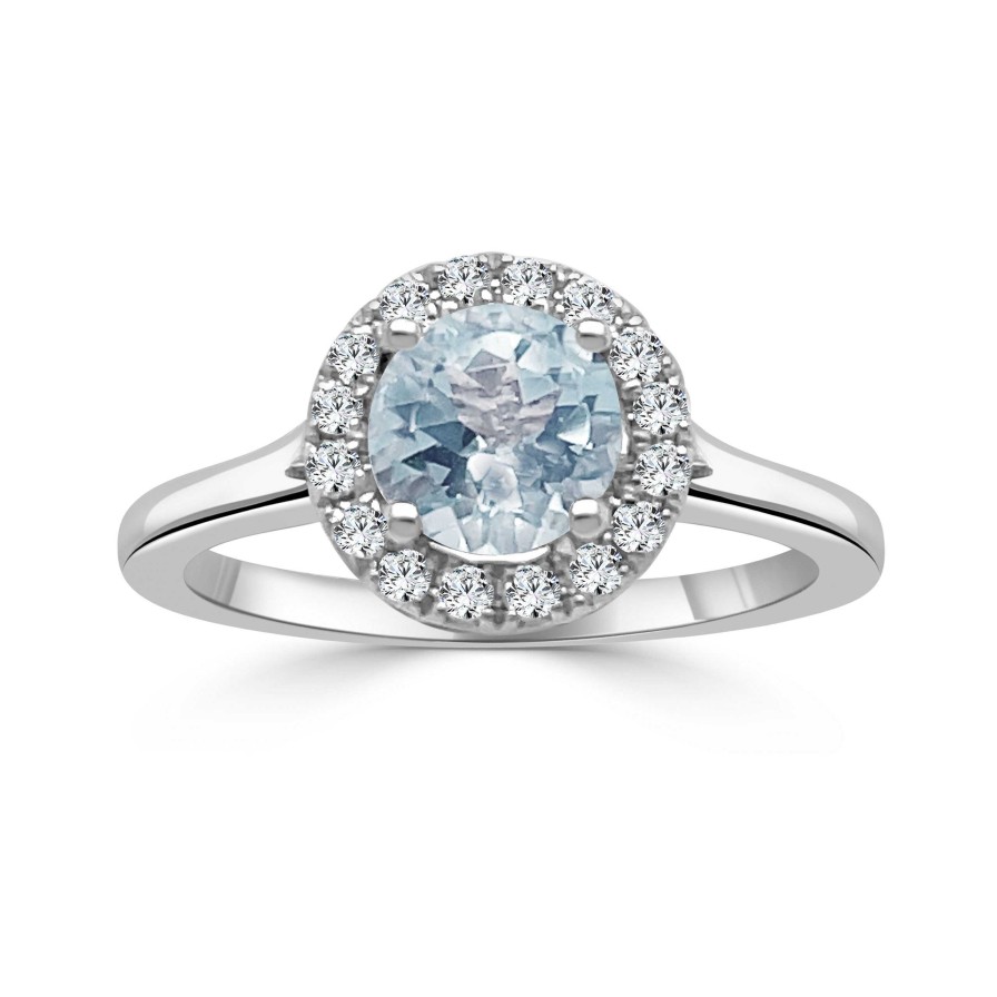 Fashion Rings Bailey's | March Birthstone Diamond Halo Gold Ring