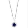 Necklaces & Pendants Bailey's Fine Jewelry | Sapphire & Diamond Halo Pendant Necklace In 14K White Gold