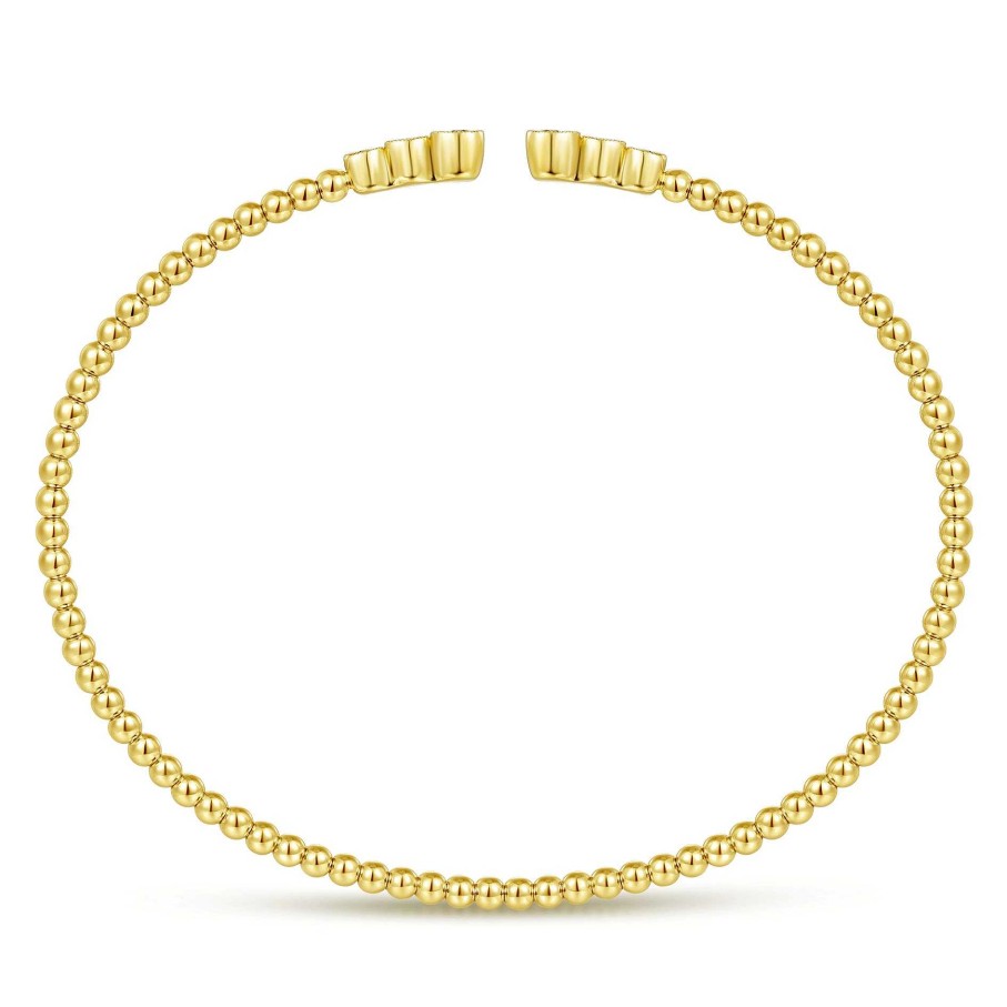 Bracelets & Bangles Gabriel & Co | Gabriel 14K Yellow Gold Bujukan Bead Split Cuff Bracelet With Bezel Set Diamonds