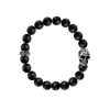 Men'S Bailey's Fine Jewelry | King Baby Onyx Beaded Bracelet With Day Of The Dead Skull