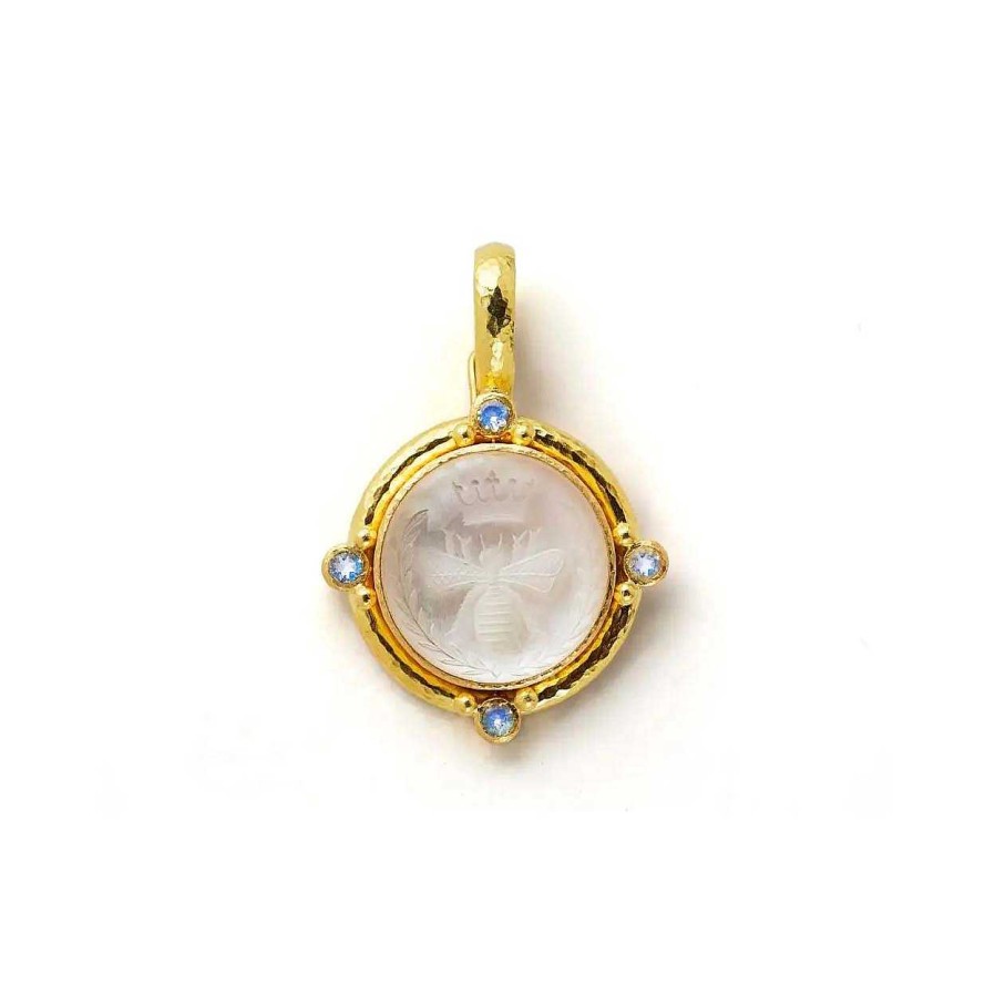 Necklaces & Pendants Elizabeth Locke | Elizabeth Locke Rock Crystal Intaglio Queen Bee Pendant In 19Kt Yellow Gold