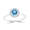 Fashion Rings Bailey's Fine Jewelry | Blue Topaz & Diamond Halo Ring In 14K White Gold