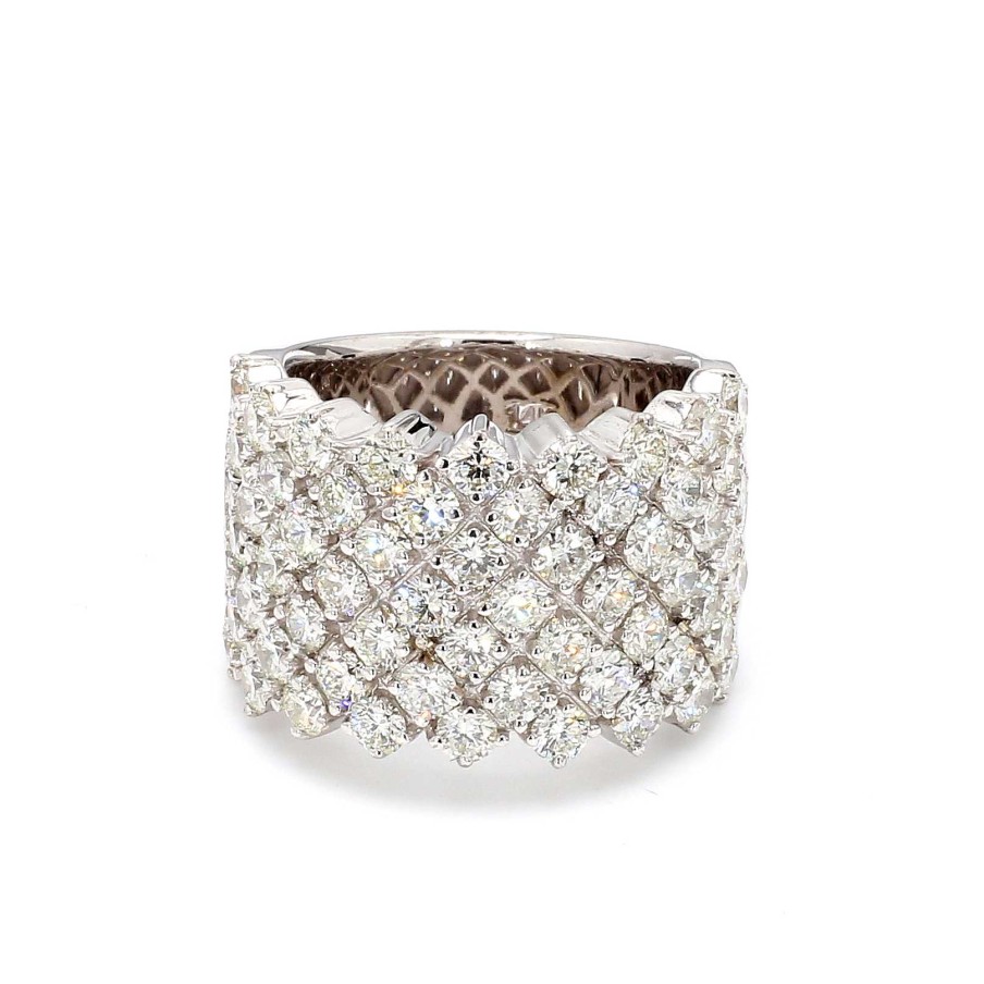 Fashion Rings Bailey's Fine Jewelry | Multi-Row Diamond Band In 14K White Gold