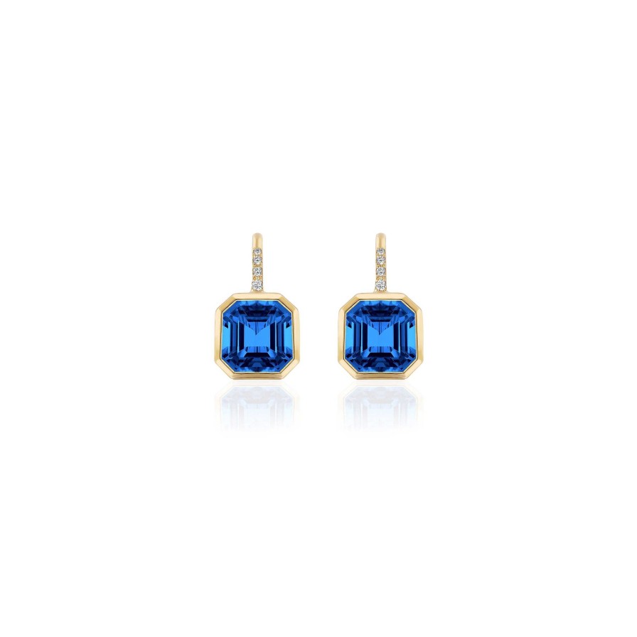 Earrings Goshwara | London Blue Topaz Asscher Cut Earrings With Diamonds