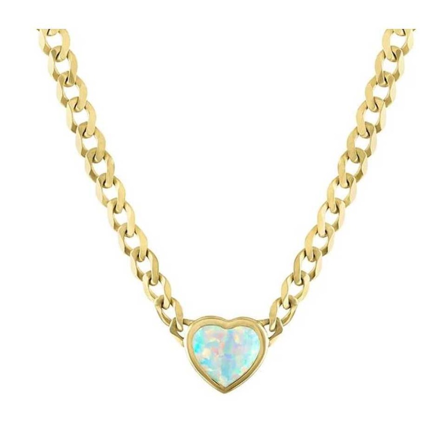 Necklaces & Pendants Bailey's Fine Jewelry | My Story Gold Chain With Heart Pendant In Opal