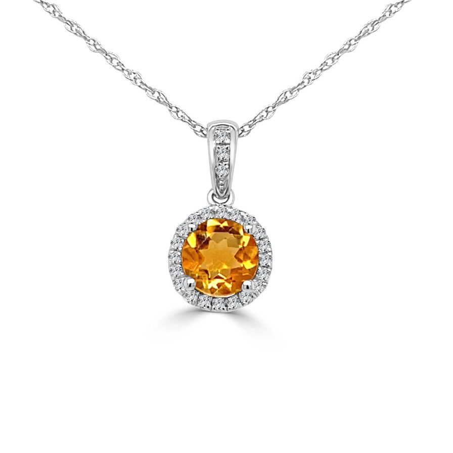 Necklaces & Pendants Bailey's | November Birthstone Halo Gold Pendant Necklace