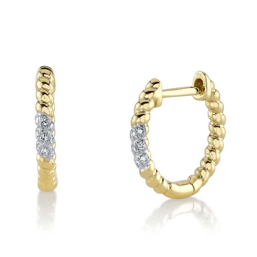 Earrings Bailey's | 14Kt Gold And Diamond Bezel Hoop Earring