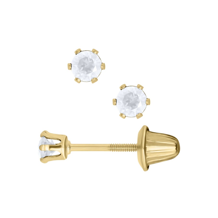 Earrings Bailey's Fine Jewelry | Bailey'S Children'S Collection April Birthstone White Topaz Stud Earrings