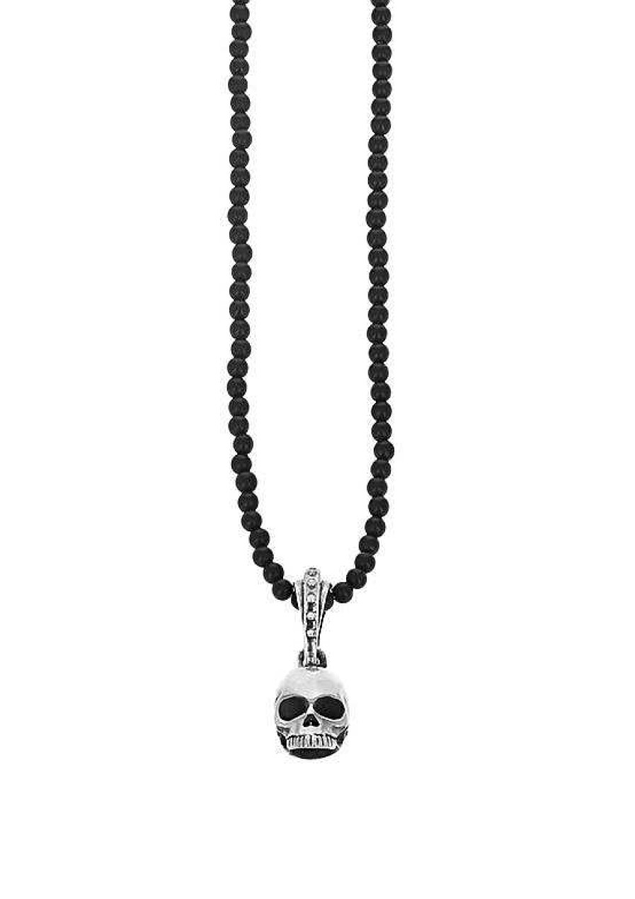 Men'S King Baby | King Baby Hamlet Skull On Onyx Bead Necklace