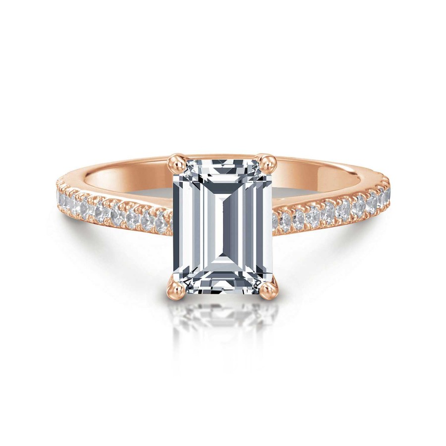 Engagement Rings Bailey's Fine Jewelry | Maria Emerald Hidden Halo Pave Engagement Ring