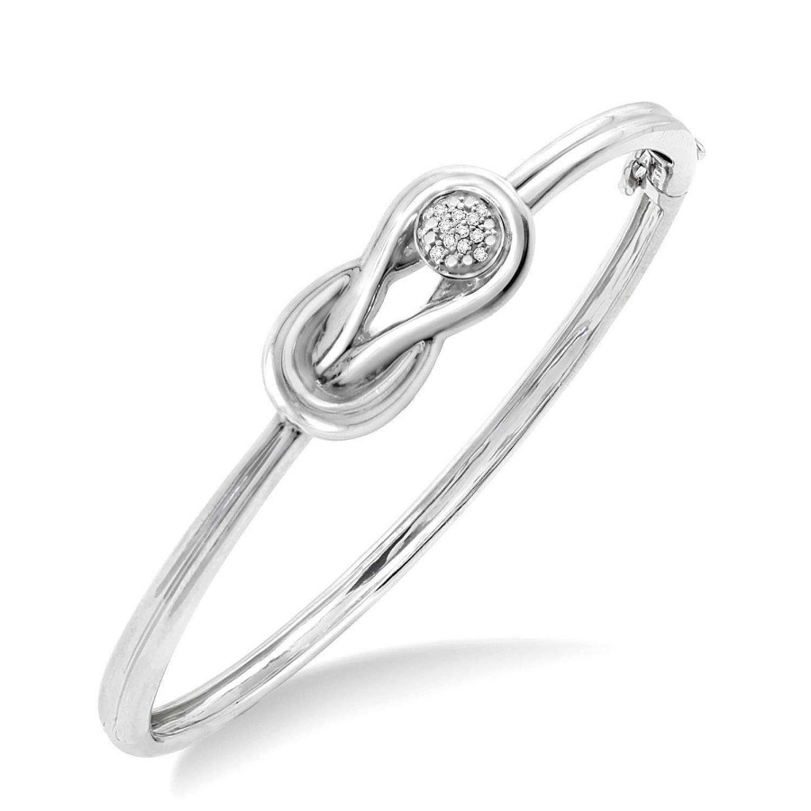 Bracelets & Bangles Bailey's Fine Jewelry | Sterling Silver Knotted Diamond Bangle Bracelet