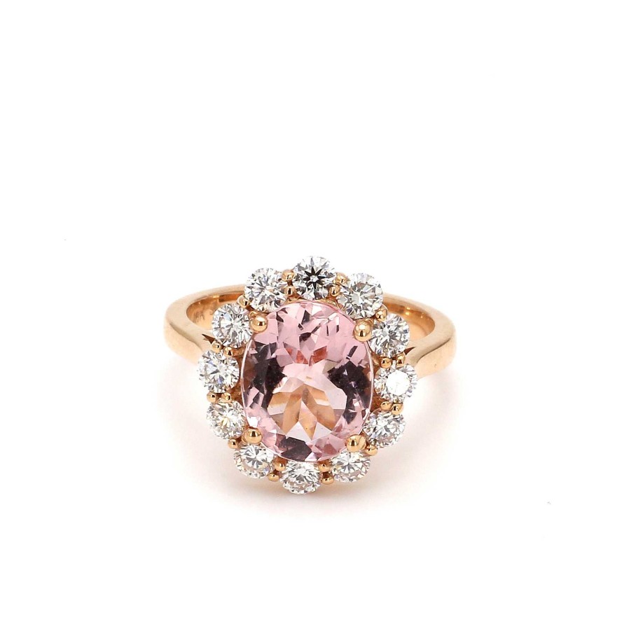 Fashion Rings Bailey's Fine Jewelry | Oval Morganite With Diamond Halo Ring